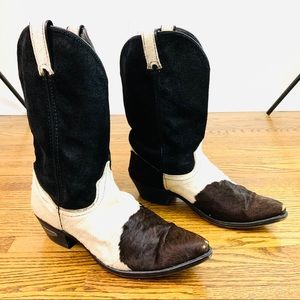 Code West Cow Fur Cowboy Boots Suede Leather 10.5D